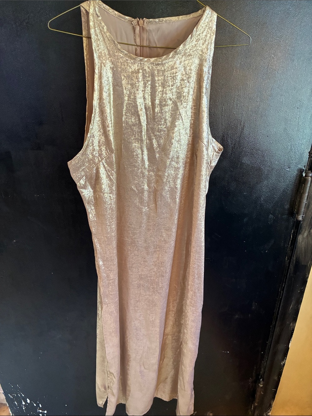 Gold Lightweight Metallic Sleeveless Maxi Dress